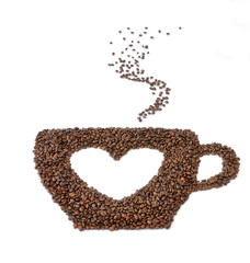 Large cup of coffee with a heart symbol