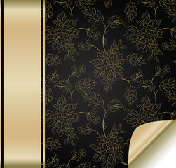 The black flower background with golden band