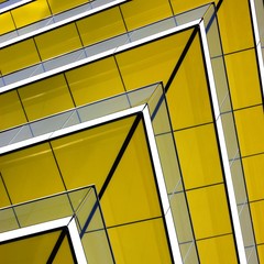 Yellow sharp angled Corner of a building abstract