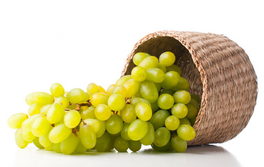white grapes in a wicker basket