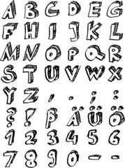 gescribbelte Buchstaben