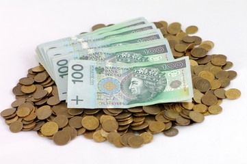 Banknoty PLN monety