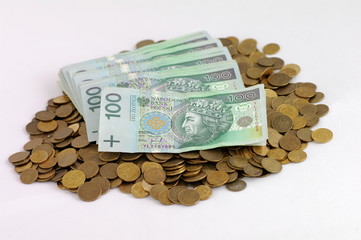 Banknoty na monetach PLN - obrazy, fototapety, plakaty
