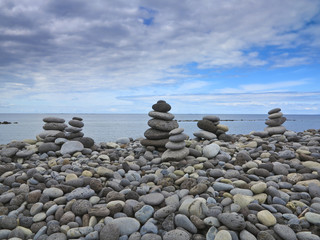 stacks - towers from pebbles on the beach