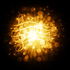 musical symbols with stars
