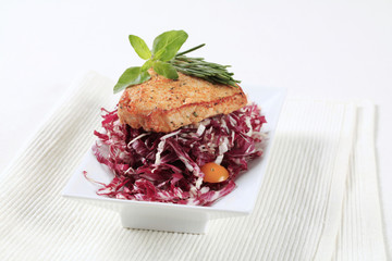 Marinated pork and red cabbage