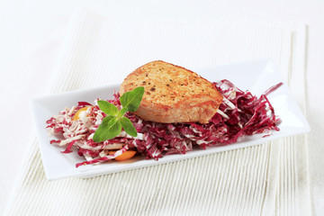 Marinated pork and red cabbage