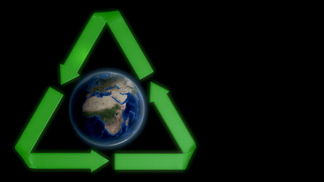 Spinning Earth loop with recycling sign
