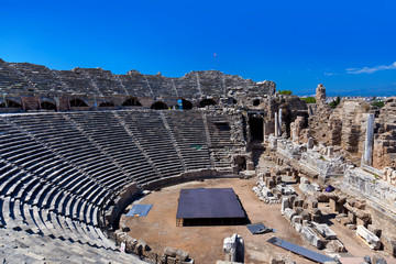 Old amphitheater in Side, Turkey