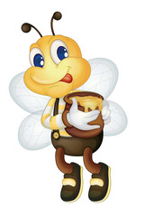 Bee with honey pot