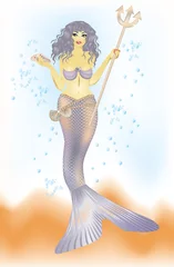 Poster Im Rahmen Schöne Meerjungfrau, Vektorillustration © CaroDi