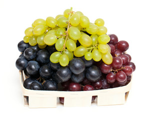 different variety of grape on white background