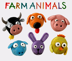 cute farm animals 1 - plasticine heads collection