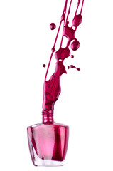 Purple nail polish on isolated white background