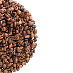 Coffee beans on isolated white background