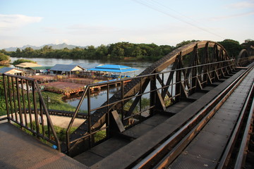 Fototapeta na wymiar The Death Railway Bridge over Kwai river, Thailand