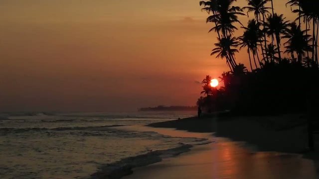 Beautiful tropical sunset on a beach in Sri Lanka