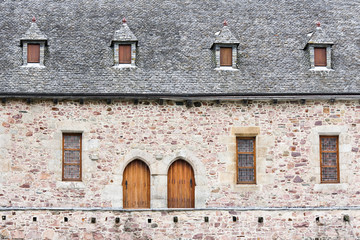 Facade of an old castle in France