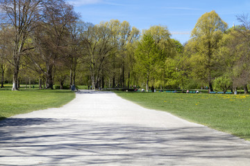 Der englische Garten in München im Frühjahr