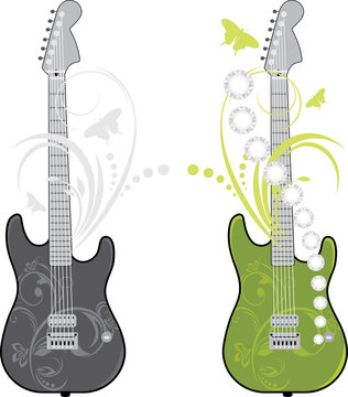 Two rock guitars isolated on the white