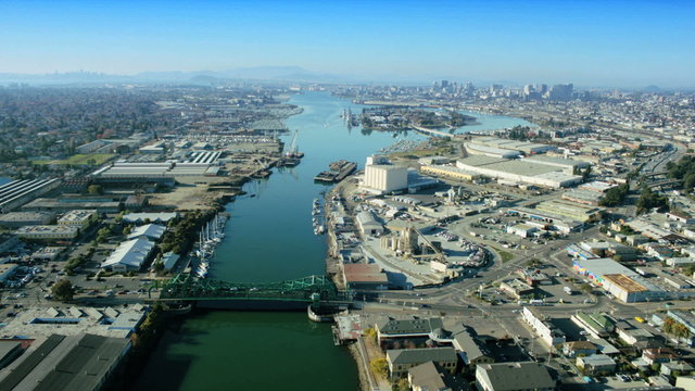Aerial view of  the Port of Oakland, San Francisco, USA