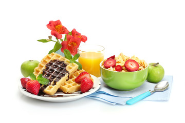 light breakfast isolated on white