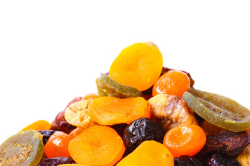 Dried fruits isolated on white