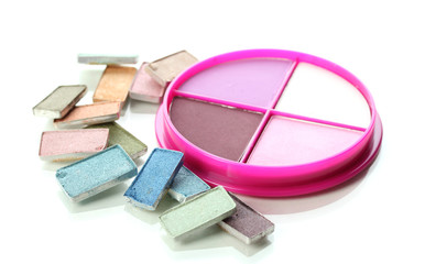 eyes shadow in pink box isolated on white