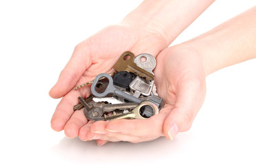 Key in hand isolated on white