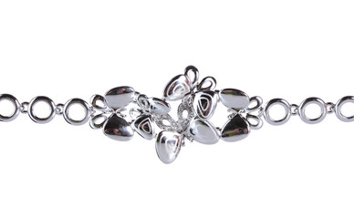 Beautiful silver bracelet with precious stones isolated on white