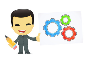 funny cartoon asian businessman