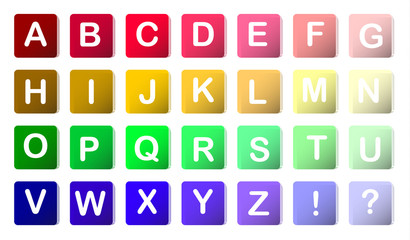 shining rounded alphabet blocks in 3d and color