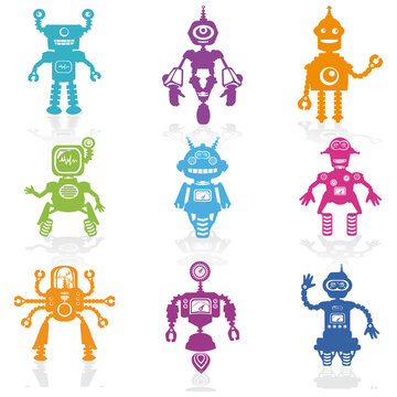 Set of Icons -Cute Little Robots Collection - in vector
