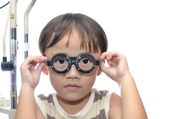 Boy eye examination