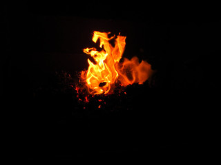 flames visible in the dark