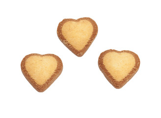 Obraz na płótnie Canvas three heart-shaped cookies