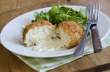 Cod fish cakes with watercress