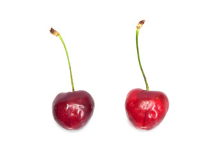 Cherries; objects on white background
