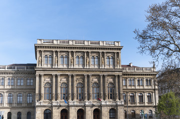 Fototapeta na wymiar Ornate facade of building in Budapest Hungary