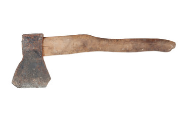 Old axe on white background