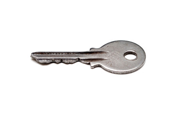 old steel key isolated on white background