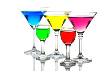 alcoholic cocktails isolated on white