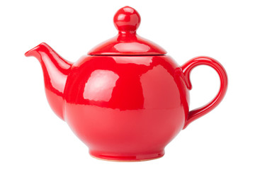 Red Teapot isolated on white