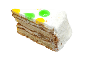 Cake with nuts, decorated. Isolated on white background.