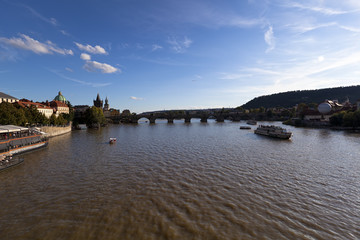 Charles Bridge (karlov most) on the Vltava river in Prague