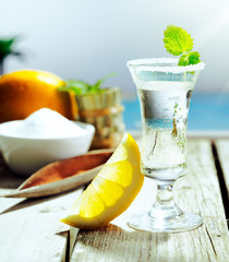 Vodka cocktail with lemon