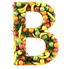 Letter - B made of fruits. Isolated on a white.
