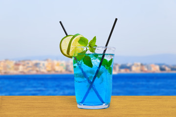 Cocktail on table in cafe
