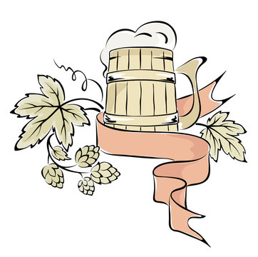 Illustration - beer and hops