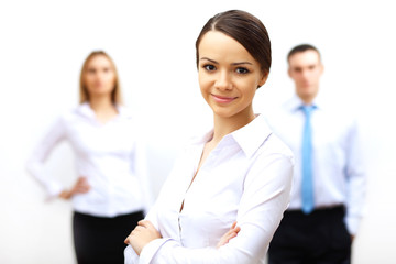 Obraz premium three successful young business persons together